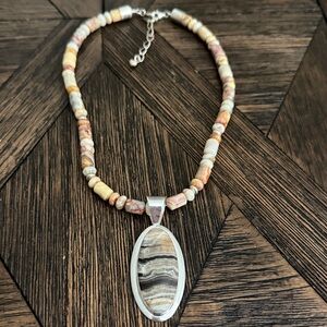 Jay King DTR Jasper Pendant Necklace Sterling Silver 21”